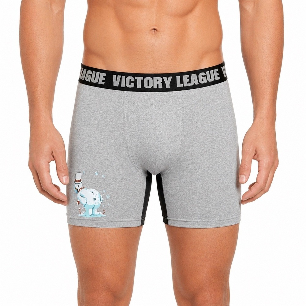 Victory League Medium (32-34) Winter Moon Snowman Boxer Briefs Gray Performance